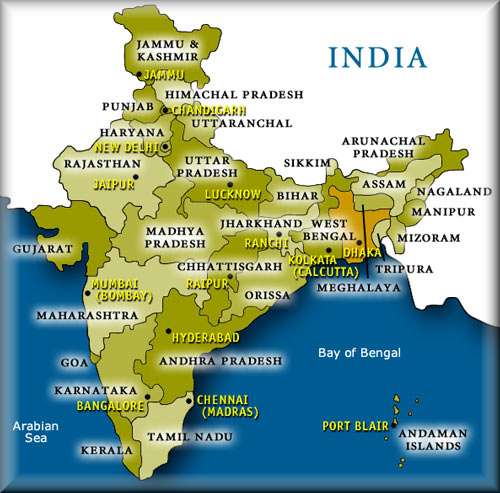 india states, physical map of india, union territories