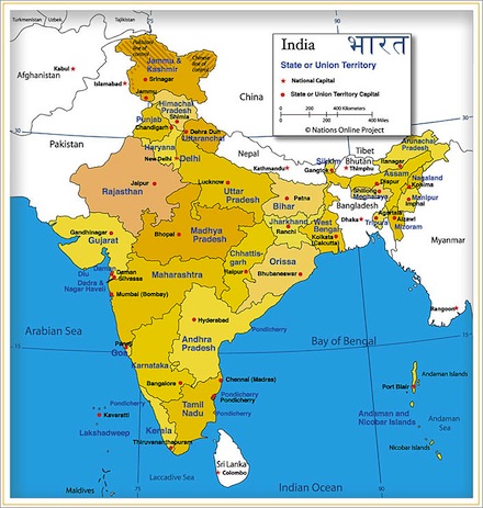 india physical map hd